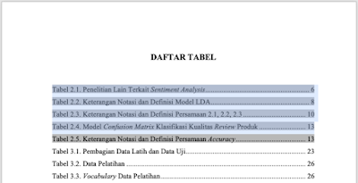 Membuat Daftar Isi, Daftar Gambar, dan Daftar Tabel Laporan
