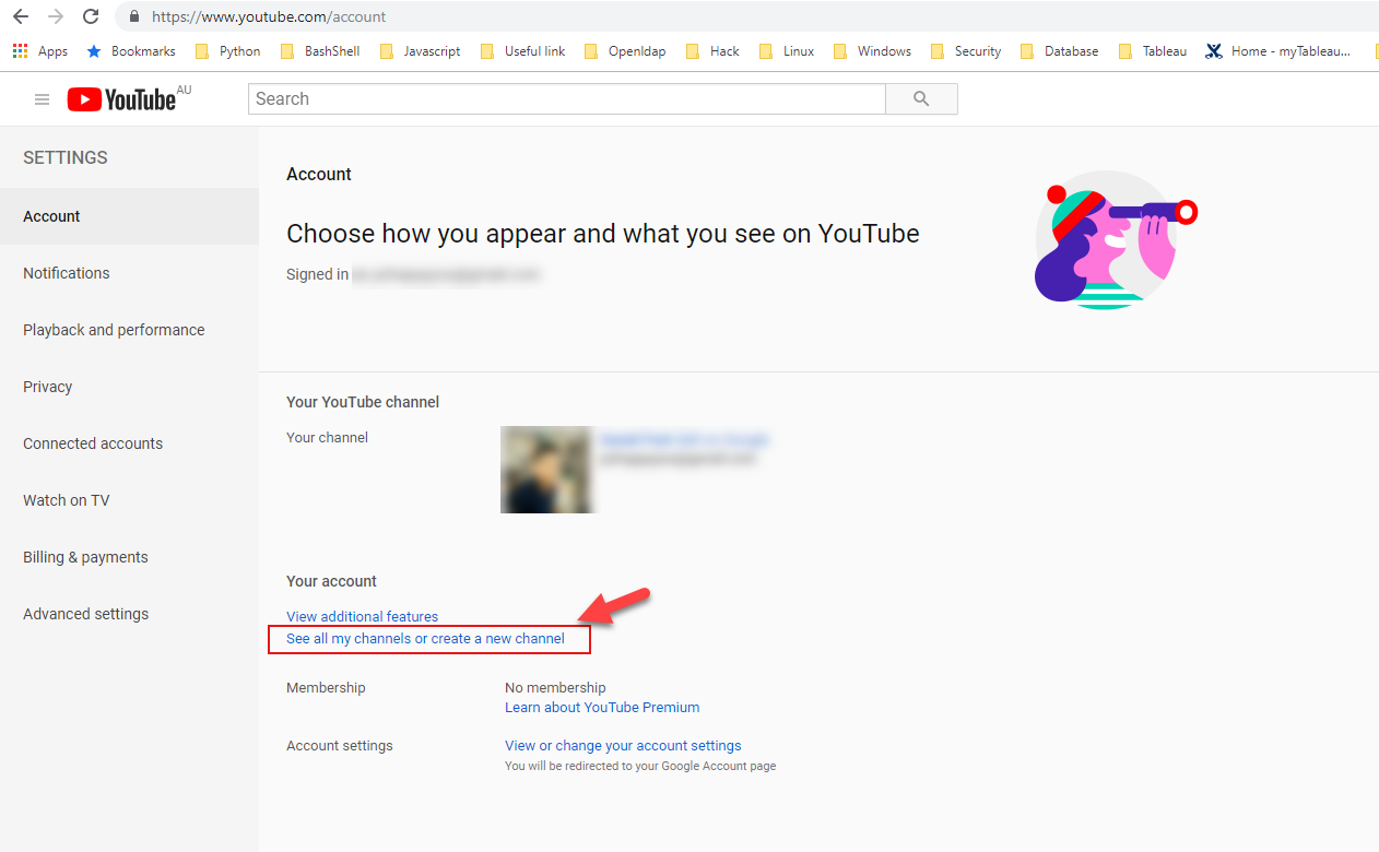 How to create additional YouTube channel to existing Google account.