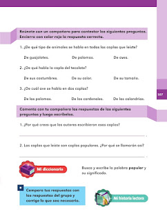 Apoyo Primaria Español 2do grado Bloque 3 lección 1 Las coplas