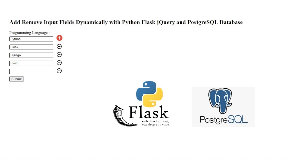 Add Remove Input Fields Dynamically with Python Flask jQuery and ...