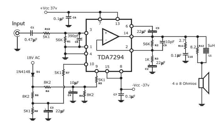 TDA7294 DMOS Audio Amplifier: Pinout, Datasheet And Power | atelier