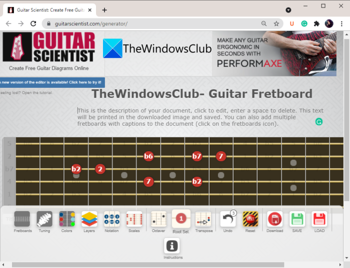 Diagrama de diapasón de guitarra