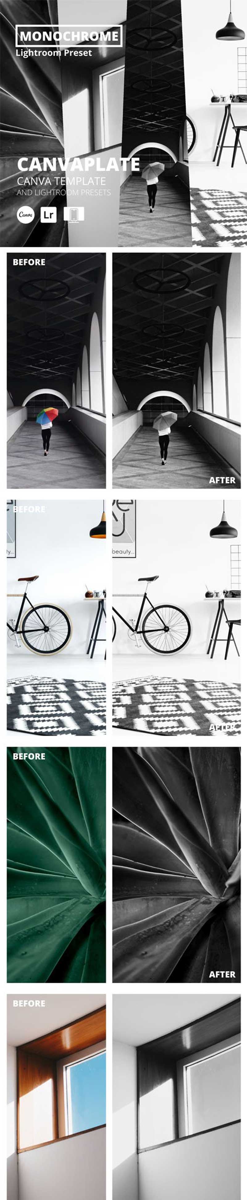 10 Monochrome Mobile & Desktop Lightroom Presets 2 hgjhkl