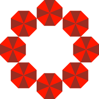 8 red octagons arranged in a circle