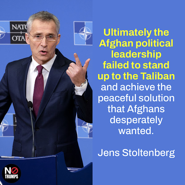 Ultimately the Afghan political leadership failed to stand up to the Taliban and achieve the peaceful solution that Afghans desperately wanted. — NATO Secretary-General Jens Stoltenberg