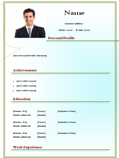 download simple cv model with picture  edtable