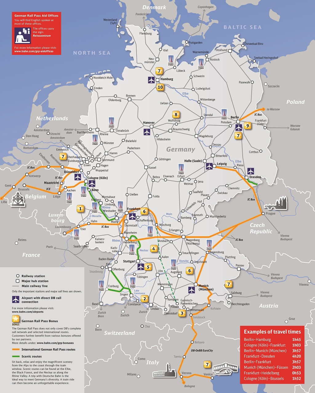 2019 German Rail Pass 優惠分佈及交通適用地圖