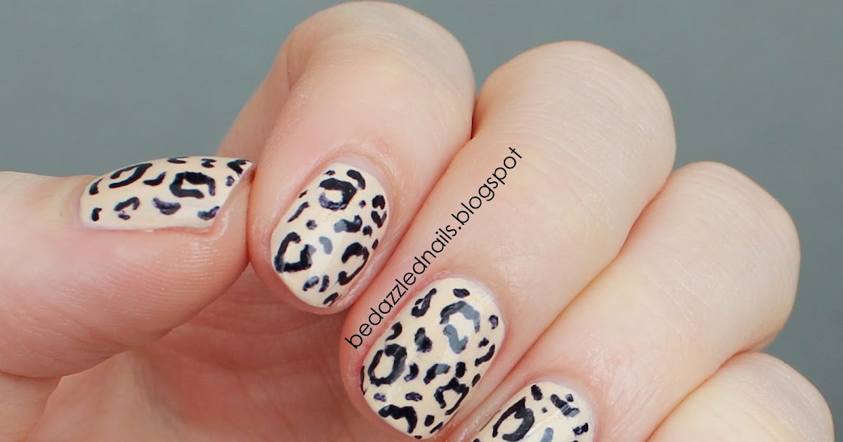 Bedazzled Nails: Nude Animal Print