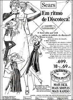 Anúncio Sears - moda discoteca - 1978 Sears moda disco; discoteque; maquiagem decada de 70; moda anos 70; propaganda anos 70; história da década de 70; reclames anos 70; brazil in the 70s; Oswaldo Hernandez