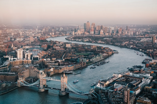 Planning your weekend away to London - Typecast - overhead view of Tower Bridge and the River Thames