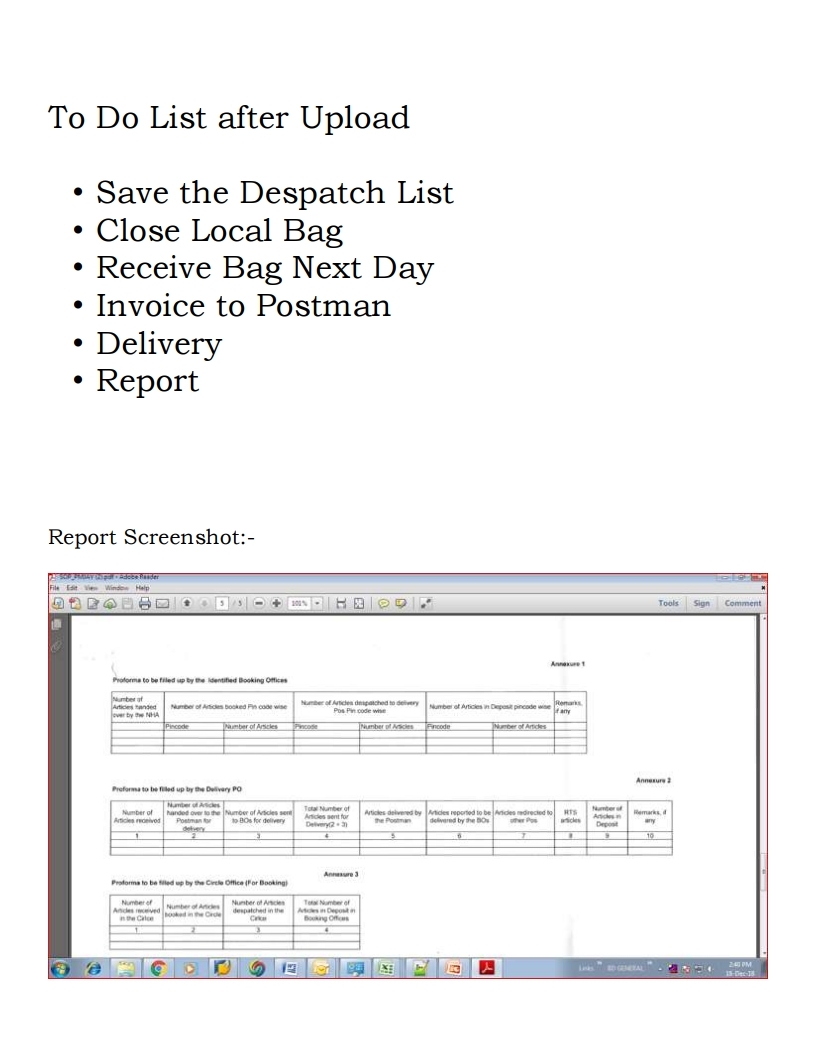 Process on Speed Post Bulk Booking of PMJAY Articles in POS [CSI] DOP