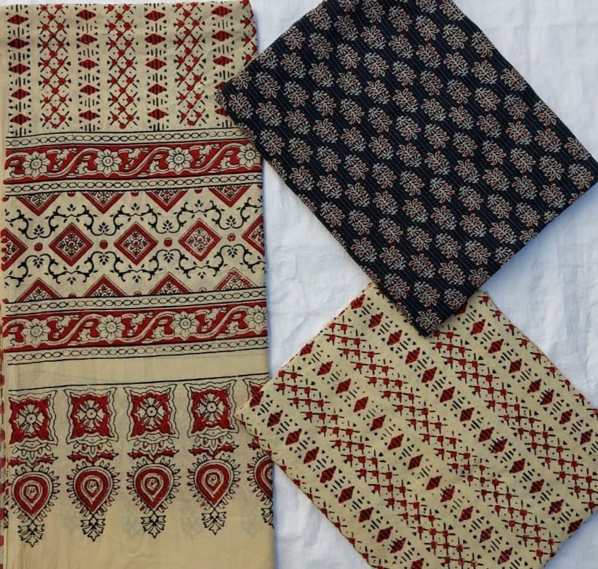 Cotton suits with ajrakh print