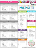 This is a screenshot of a free packing list for the I Teach K Conference.