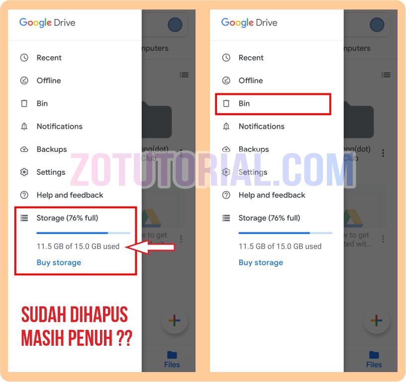 Cara Hapus/Mengosongkan Isi Data Google Drive Permanen - zotutorial