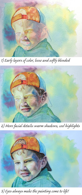 steps in painting When He Was Six by Judy Lavoie