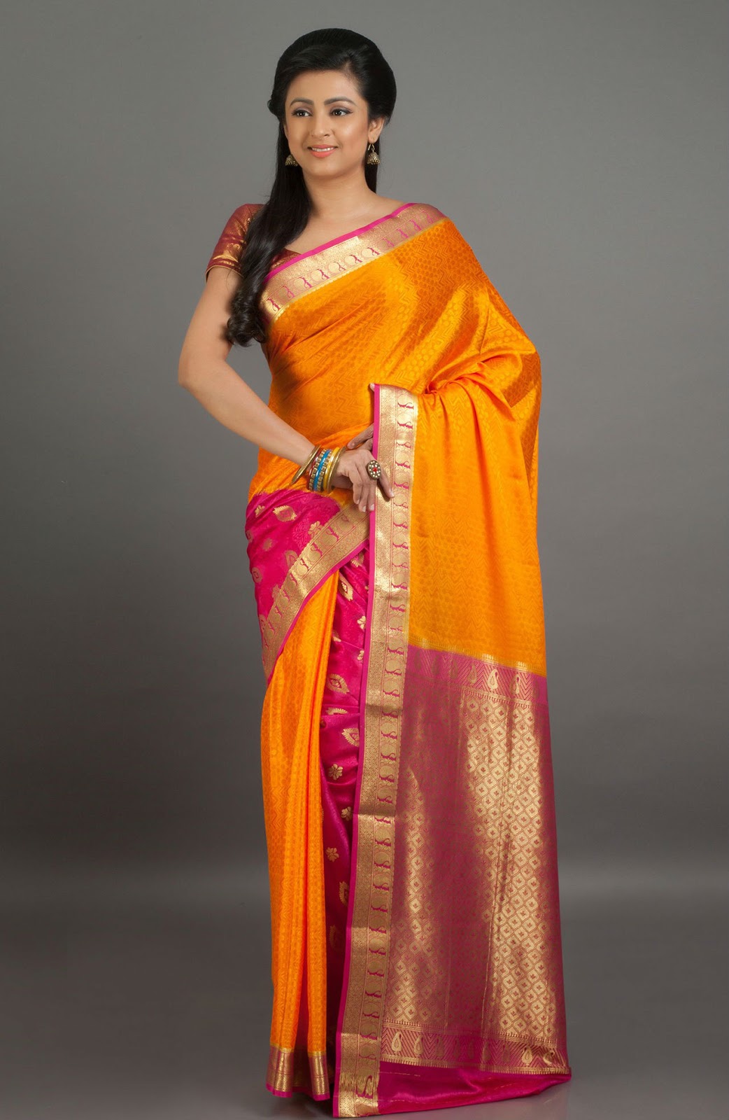 Saree Market Pure Mysore Silk Saree Orange Colour