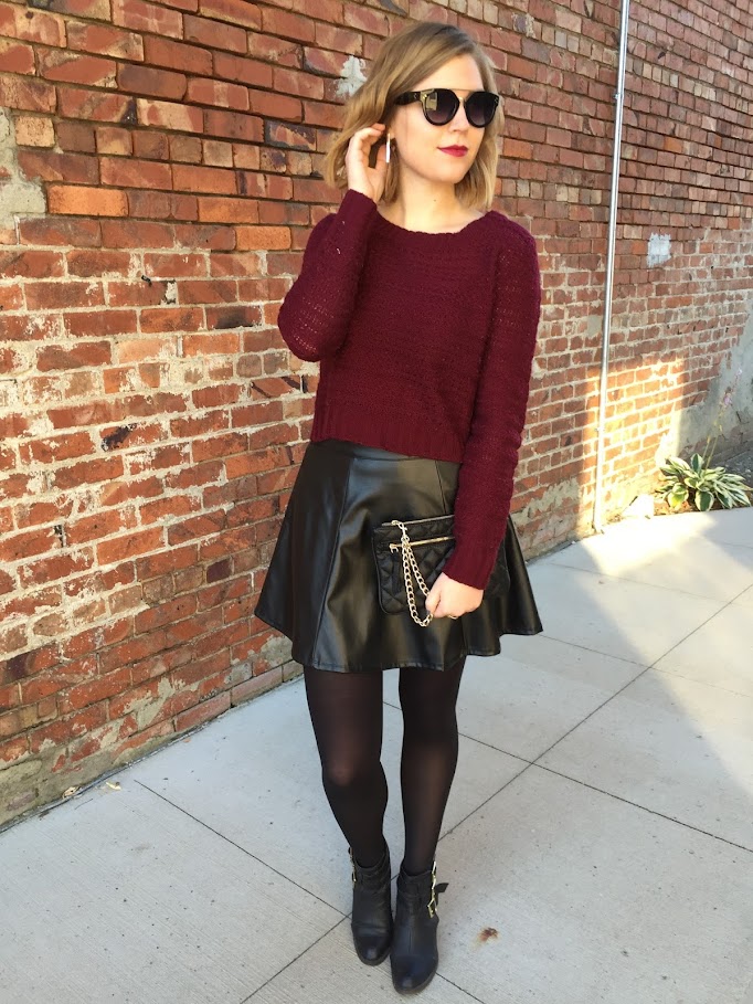 (faux) leather skater skirt
