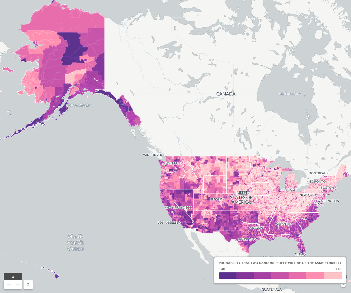 Probability that two random people will be of the same ethnicity