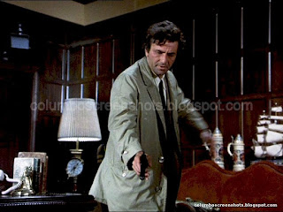 Columbo shoots the sand to test the automatic doors in Playback