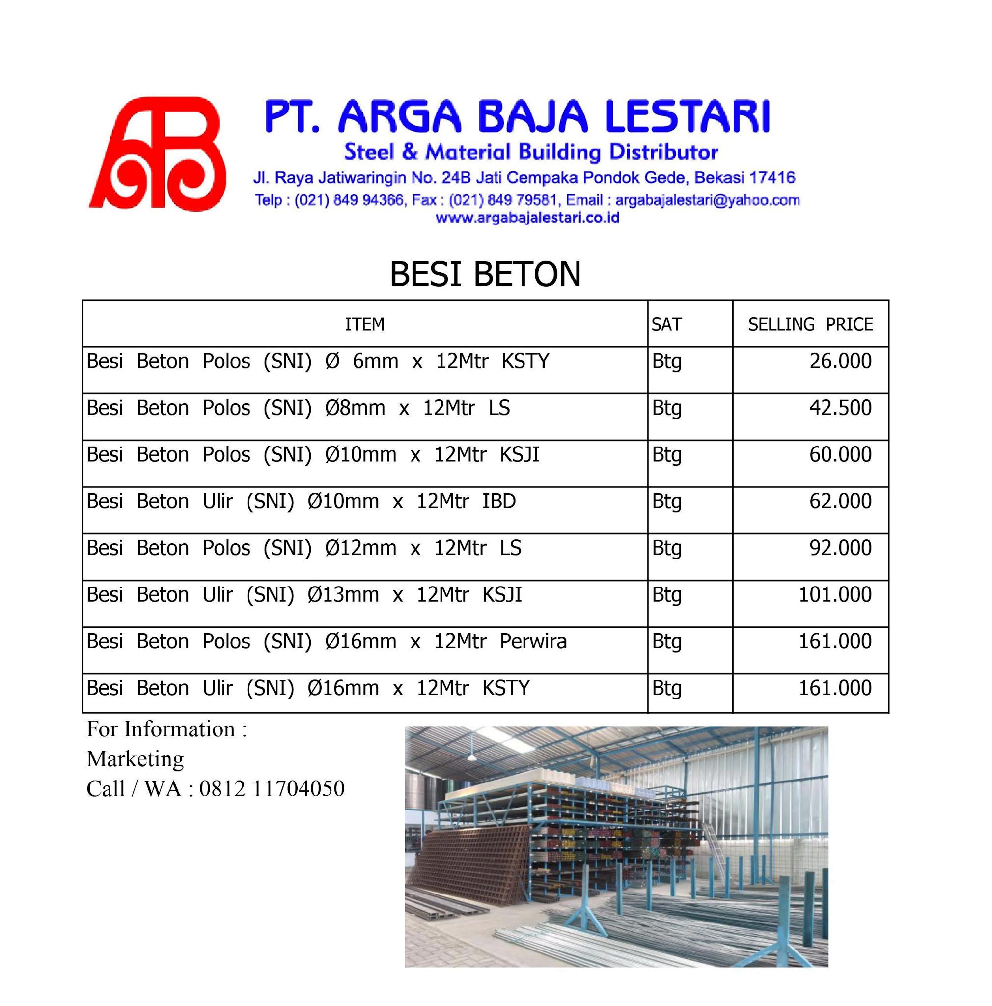 BESI BETON MERK PERWIRA &amp; KSTY Besi beton sni