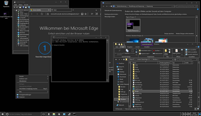Dunkle Designs für Windows 10