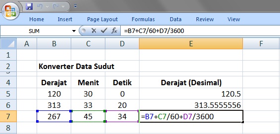 Konversi Sudut Dengan Menggunakan Microsoft Excel Attahiyat Blog S