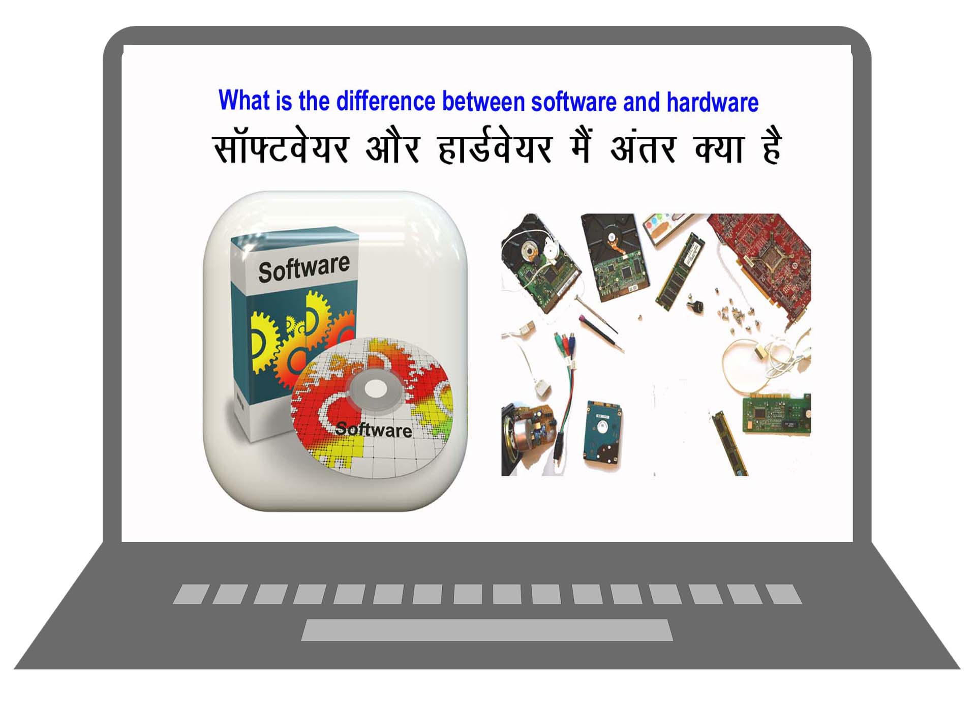 Difference between hardware and software in hindi language