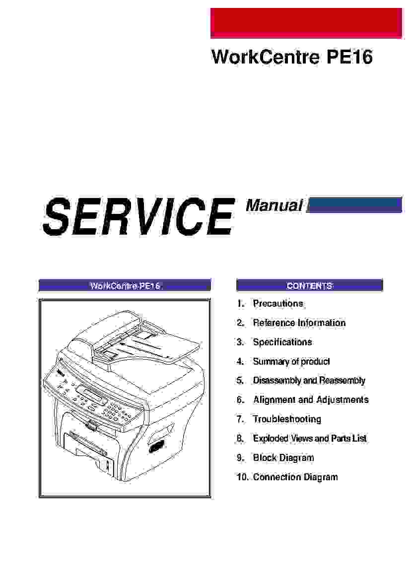 Xerox WorkCentre PE16 Service Manual - Printer And Service Manual