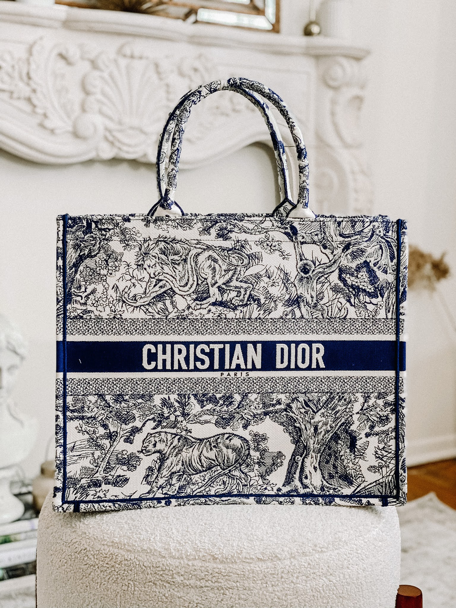 dior small book tote toile de jouy