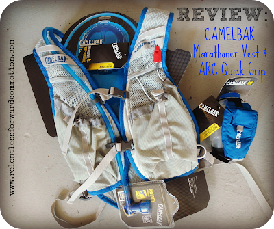 image of the CamelBak Marathoner Vest and the CamelBak ARC Quick Grip Bottle new in packaging on the floor