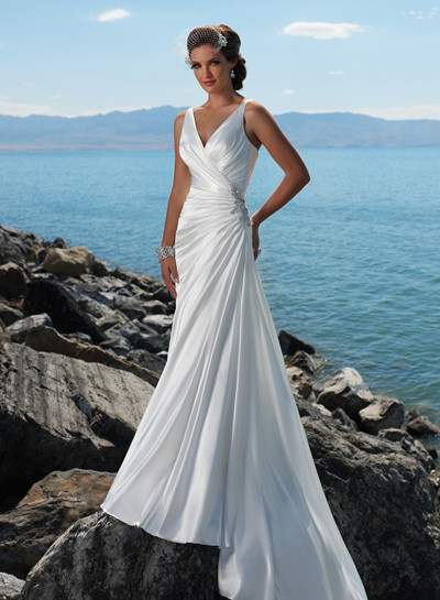 Silk beach wedding dress
