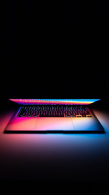 Laptop, backlight, colorful wallpaper