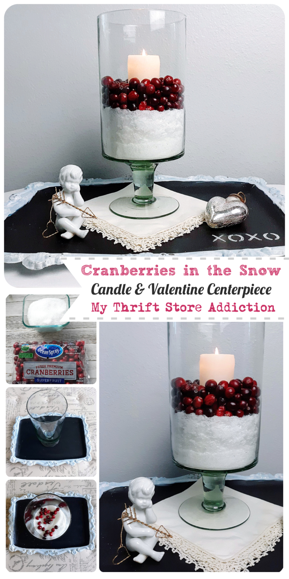 Cranberry candle centerpiece