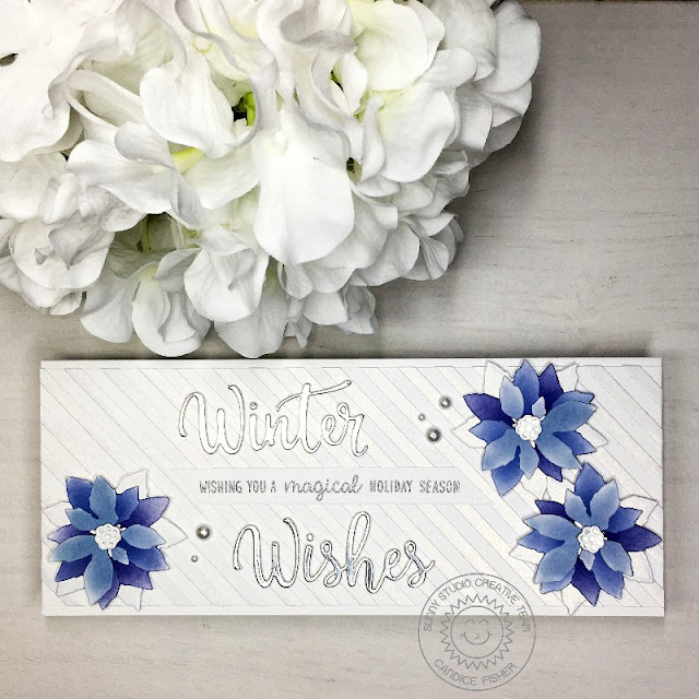 Sunny Studio Stamps: Layered Poinsettia Dies Circle Snowflake Frame Dies Layered Snowflake Frame Dies Winter Themed Card by Candice Fisher