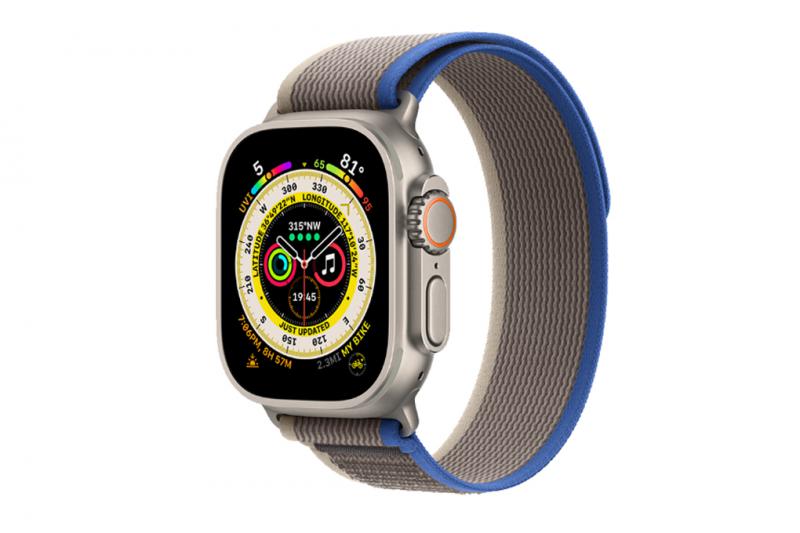 Đồng hồ Apple Watch Ultra 49mm Blue/Gray Trail Loop – Viền Titanium, dây vải – M/L MQFV3VN/A – Hàng chính hãng