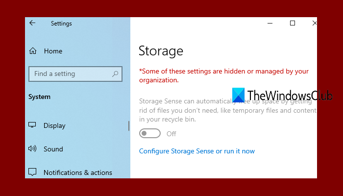 Schakel Storage Sense Windows 10 uit