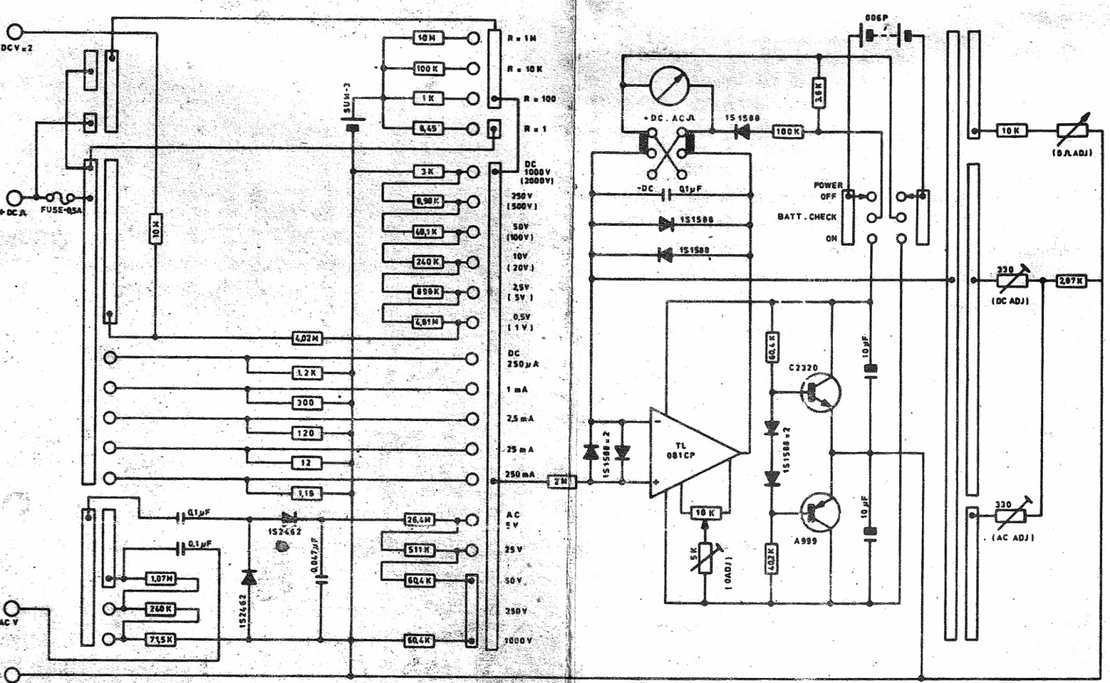 Electro help: HIOKI - 3080 ANALOGUE MULTIMETER - SCHEMATIC DIAGRAM