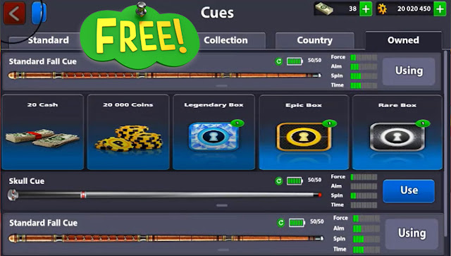 Free Cue Standard Free Cash 38 + 20 million coins Free Legendary Box 8 ball pool Free Cue Standard Free Cash 38 + 20 million coins Free Legendary Box 8 ball pool