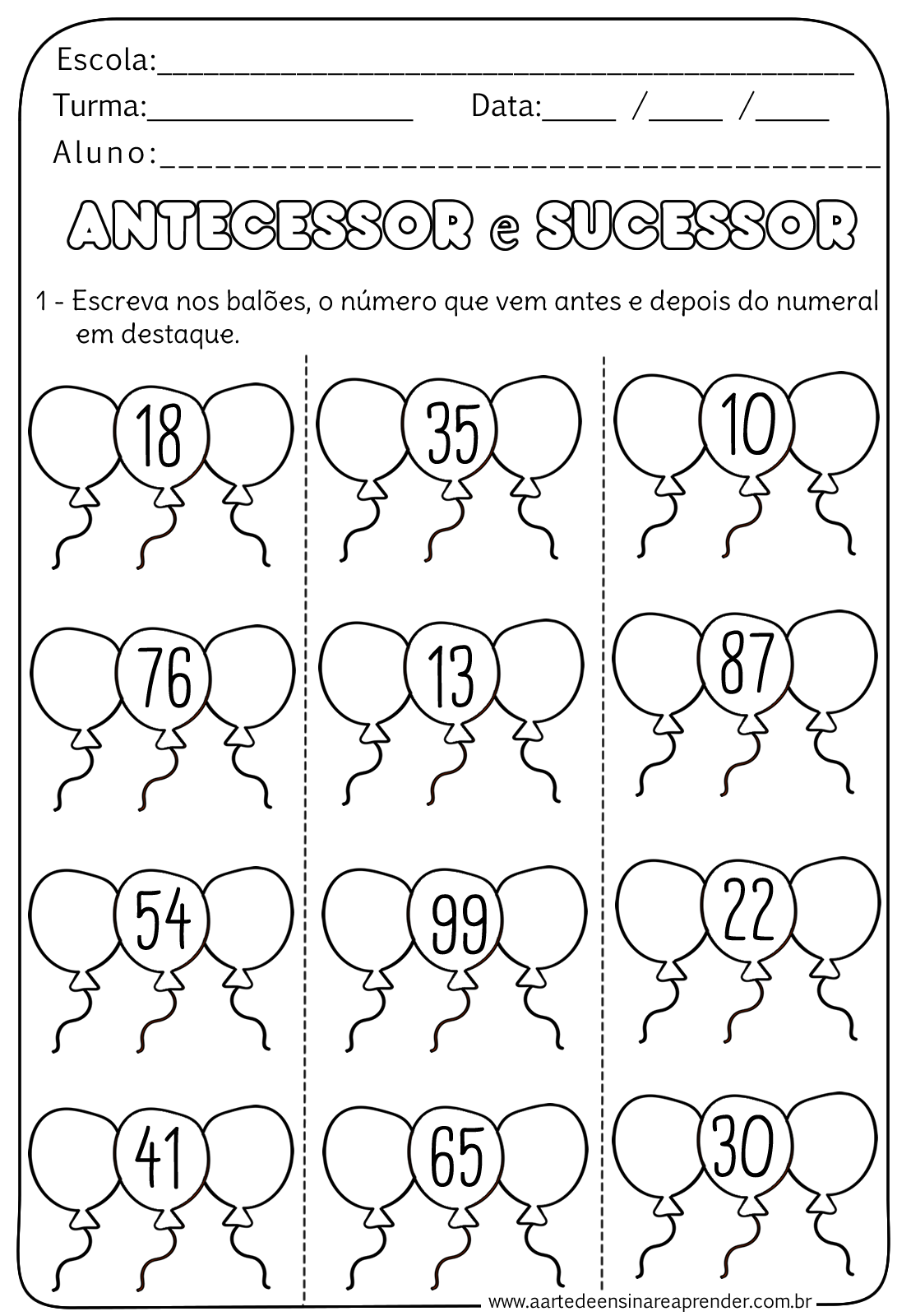 Atividade De Matemática 3 Ano Antecessor E Sucessor EDUCA Atividade De Matemática 3 Ano Antecessor E Sucessor EDUCA