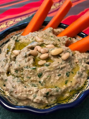 Baba Ghanoush II, recipe, eggplant, walnuts, dip, appetizer