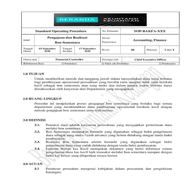 Beranda Akuntansi Keuangan Sop Pengeluaran Kas Kecil Atas Pengajuan Dan Realisasi Bon Sementara Cash Advance Beranda Akuntansi Keuangan Sop Pengeluaran Kas Kecil Atas Pengajuan Dan Realisasi Bon Sementara Cash Advance