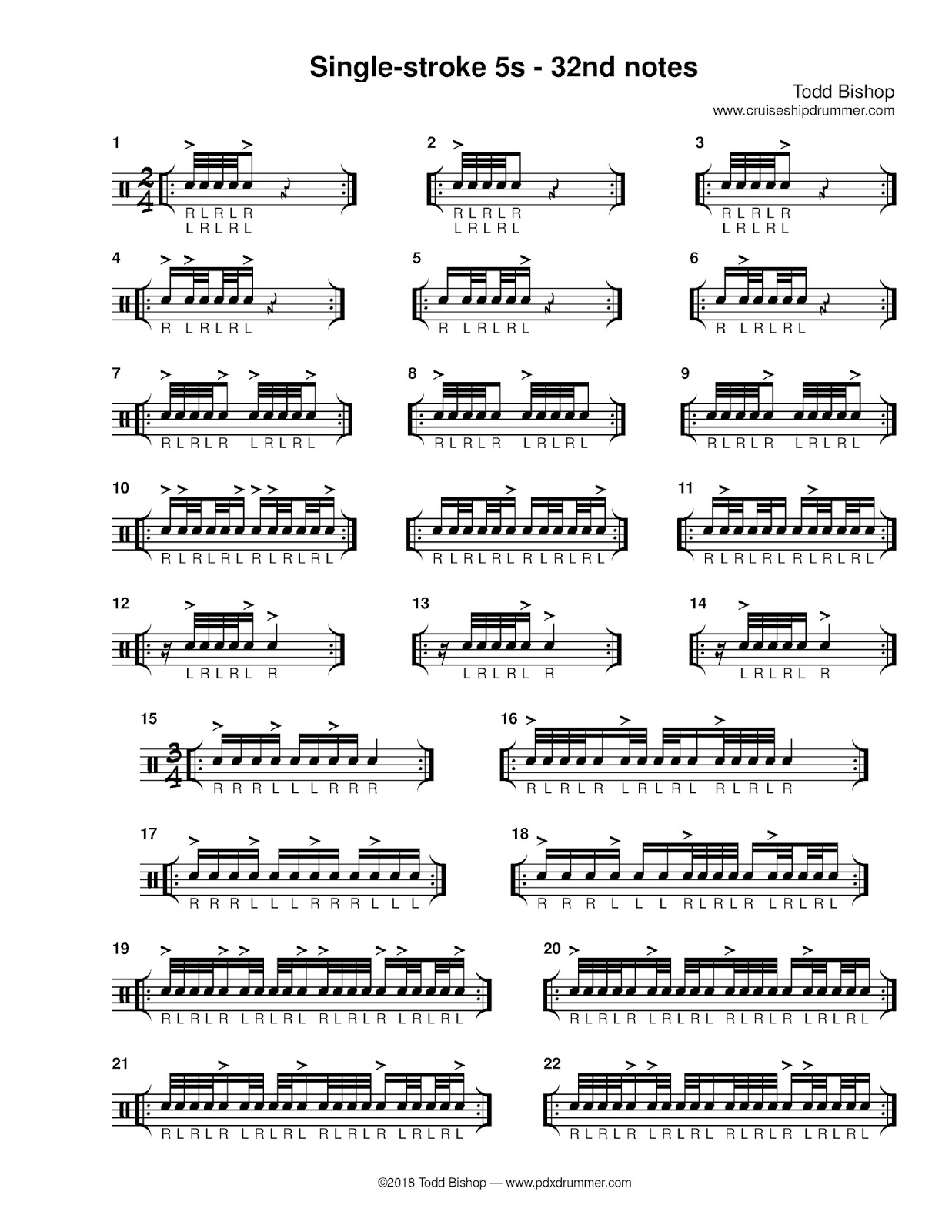 Cruise Ship Drummer! Single stroke 5s 32nd notes