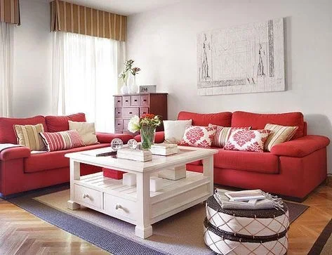 41 desain inspiratif interior ruang tamu minimalis modern bernuansa merah putih