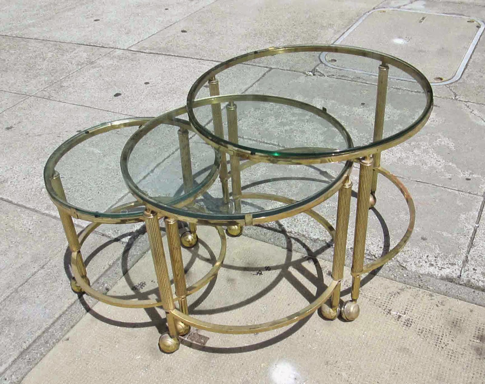 UHURU FURNITURE & COLLECTIBLES SOLD Set of 3 Nesting Tables on Wheels