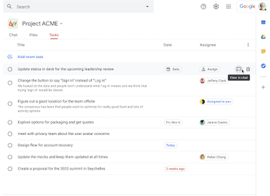 Google Workspace Updates View corresponding Google Chat messages from