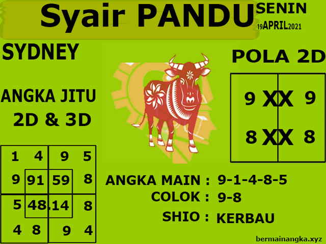 Syair Sidney Hari Ini Senin 26042021 Prediksi HK Malam