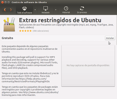 Extras restringidos de Ubuntu