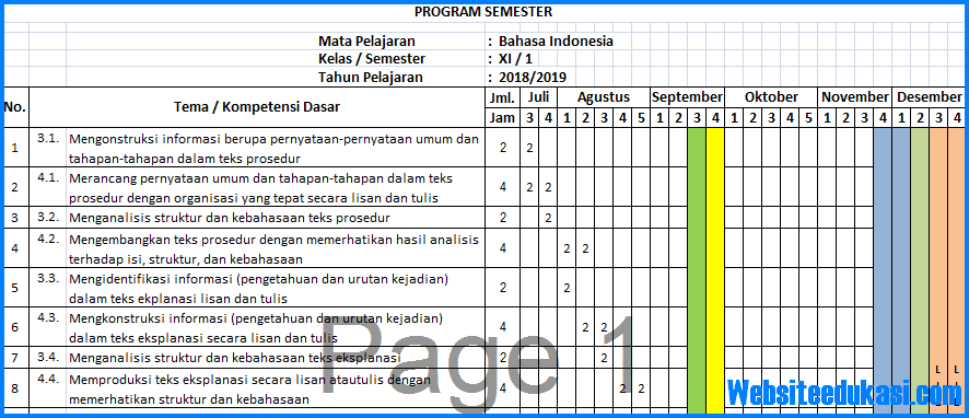Prota Promes Bahasa Indonesia Kelas 11 K13 Revisi 2018 Portal Pendidikan