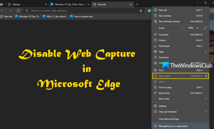 ปิดการใช้งาน Web Capture Microsoft Edge