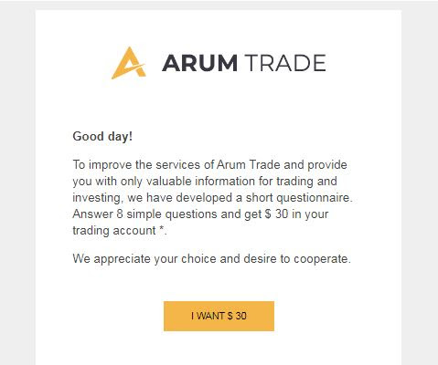 Arum Trade $30 Forex No Deposit Bonus - Questionnaire